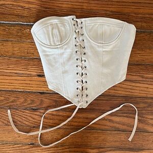 Lioness Beige Strapless Lace Up V Corset Top Size XS